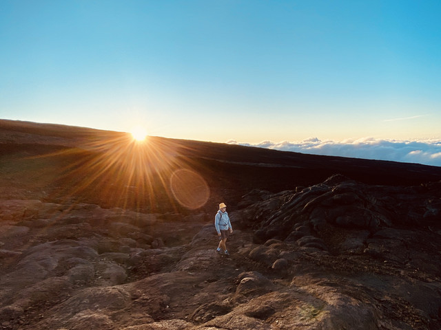 solnedgang på hiking tur 